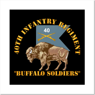 40th Infantry Regiment - Buffalo Soldiers w 40th Inf Guidon X 300 Posters and Art